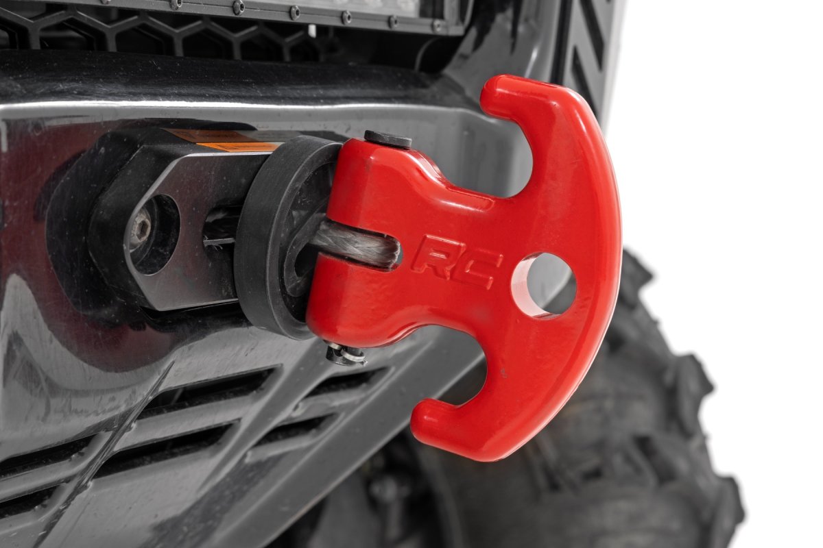 UTV Multi-Function Winch Cleat - Rough Country - Forged Aluminum, Anodized Red Finish, Max Load Rating: 12,000lbs - Red